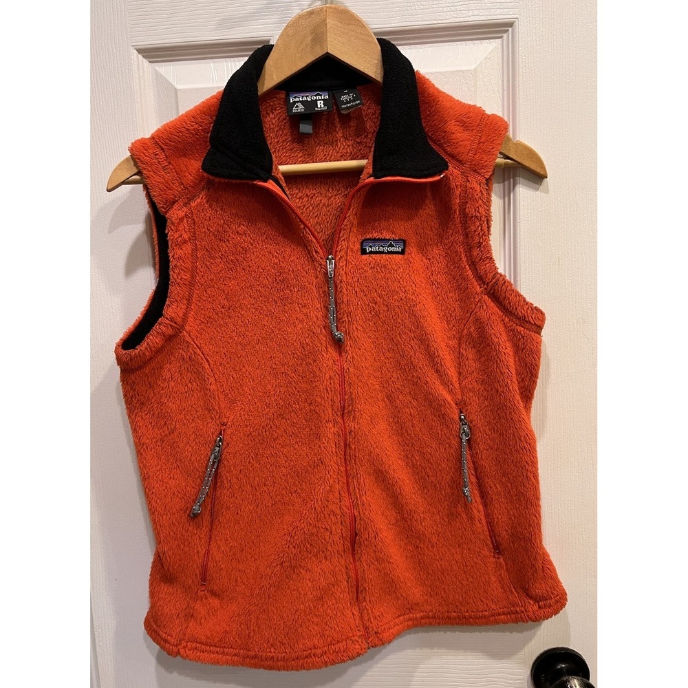 Patagonia Regulator Fleece Vest Womens Size Medium Orange Zip Made In USA
